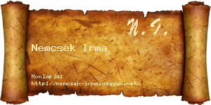 Nemcsek Irma névjegykártya